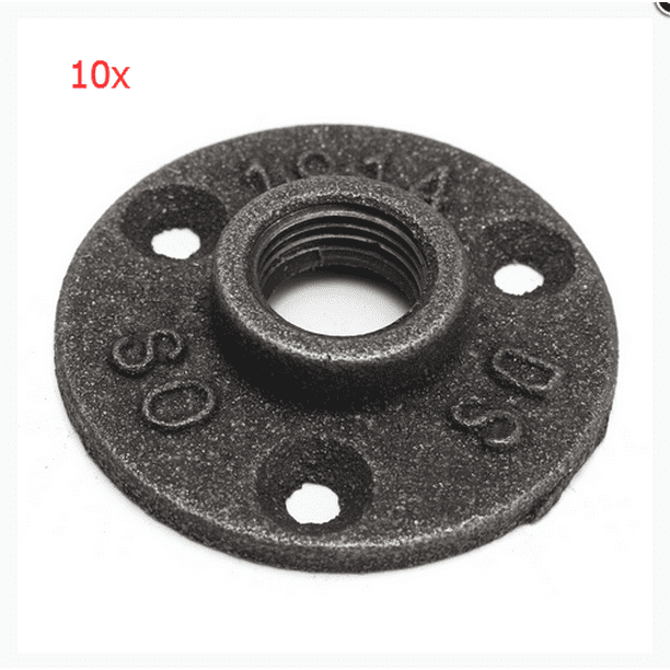10X3/4" Malleable Threaded Black Floor Flange Iron Pipe Fittings BSP Wall Mount 